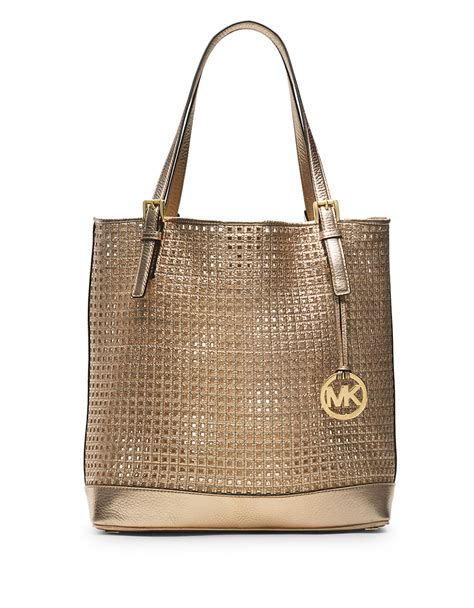 michael kors large bag gold inside|Michael Kors gold evening bag.